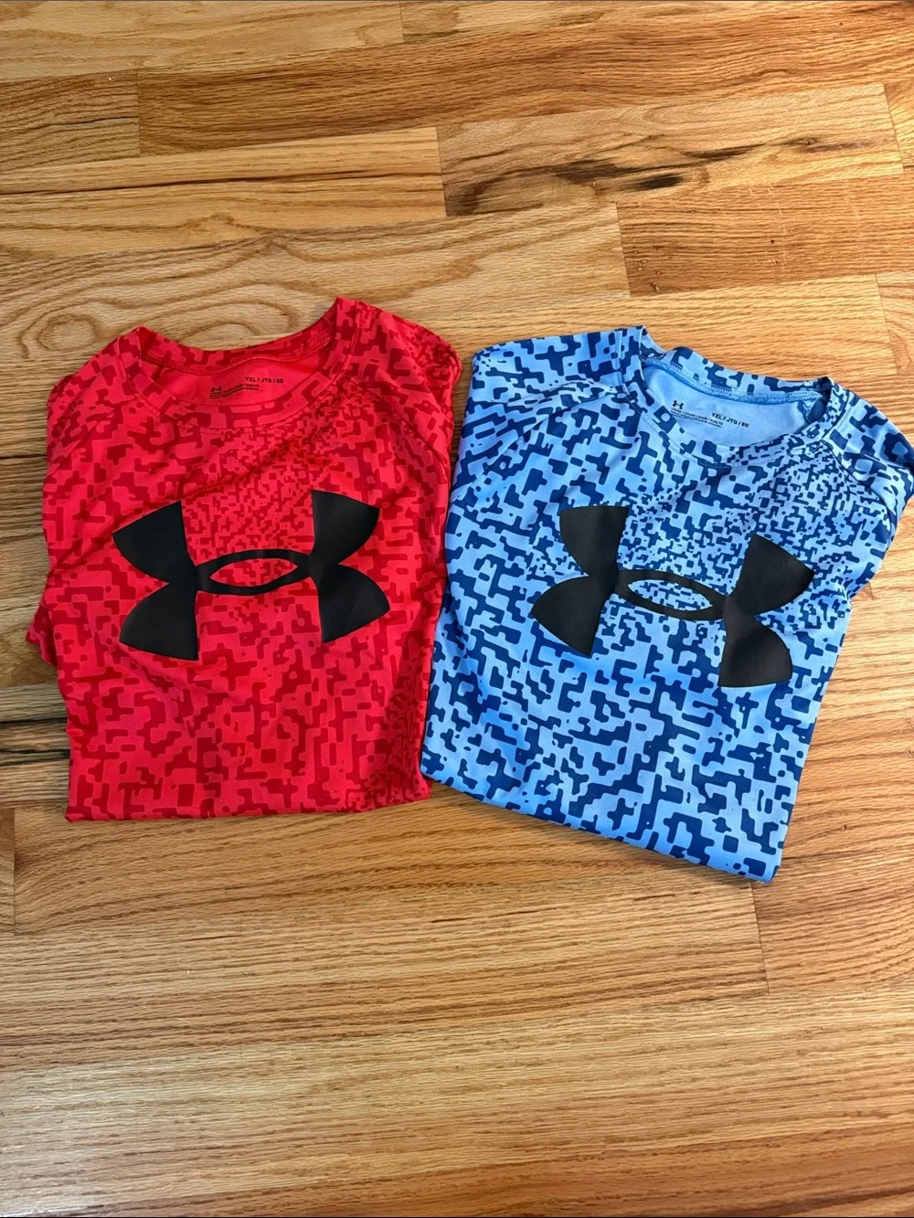 Under Armour Red & Blue Pixel Camo Short Sleeve Tees